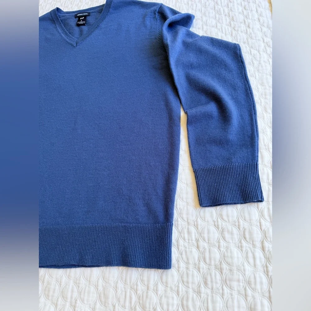 Gap Men’s Merino Wool V-Neck Sweater Blue Size Medium